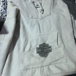 Harley-Davidson Cream poncho hoodie with Logo